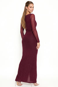 Power mesh With Glitter Maxi Dress
