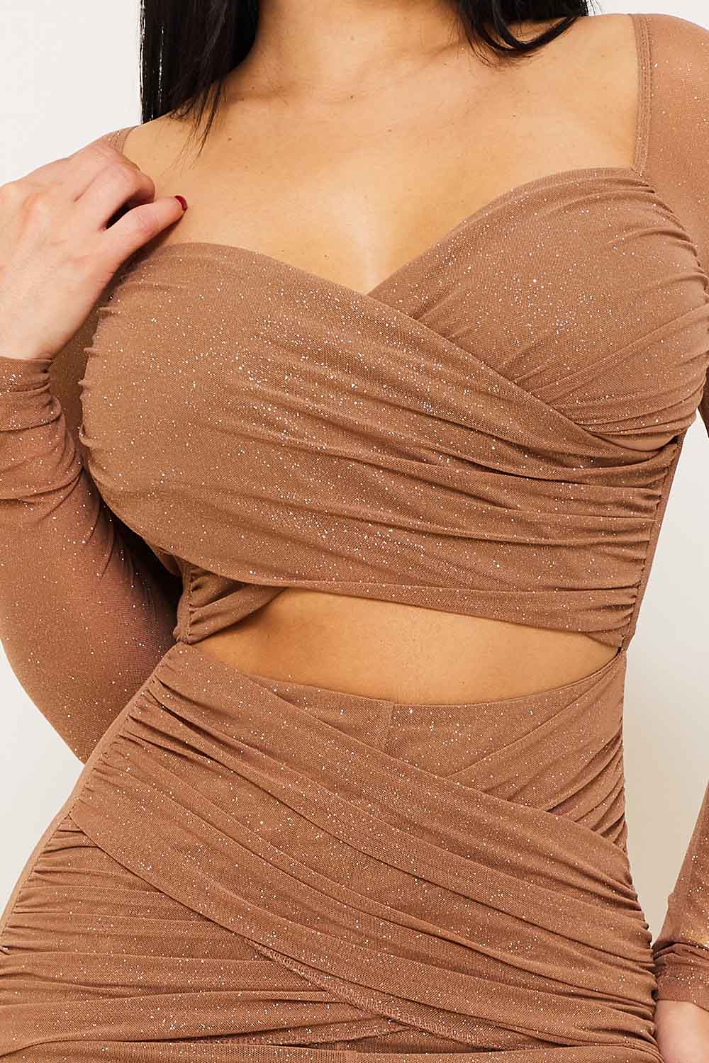 Power mesh With Glitter Maxi Dress