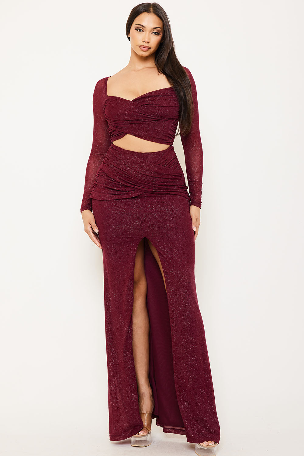 Power mesh With Glitter Maxi Dress