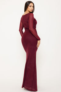 Power mesh With Glitter Maxi Dress