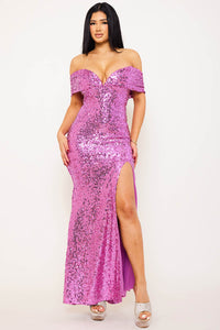 Sequins Off The Shoulder Maxi Dress