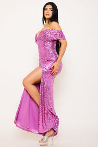 Sequins Off The Shoulder Maxi Dress
