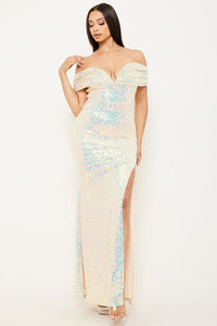 Sequins Off The Shoulder Maxi Dress