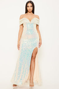 Sequins Off The Shoulder Maxi Dress