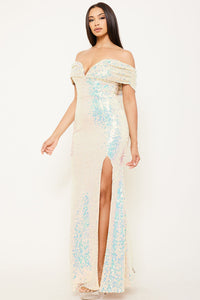 Sequins Off The Shoulder Maxi Dress