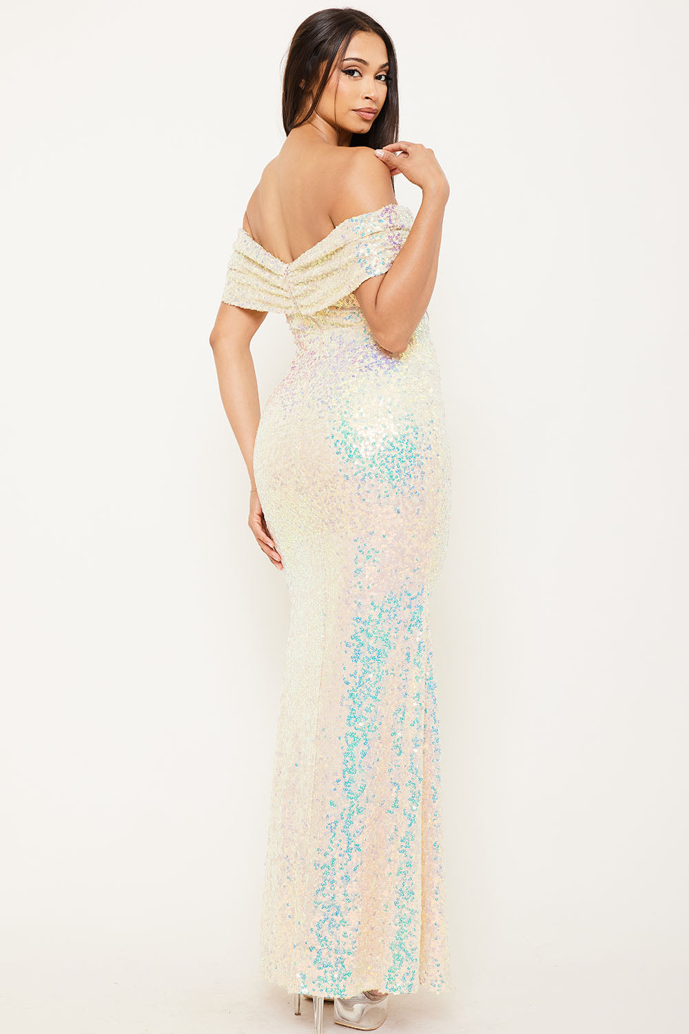 Sequins Off The Shoulder Maxi Dress