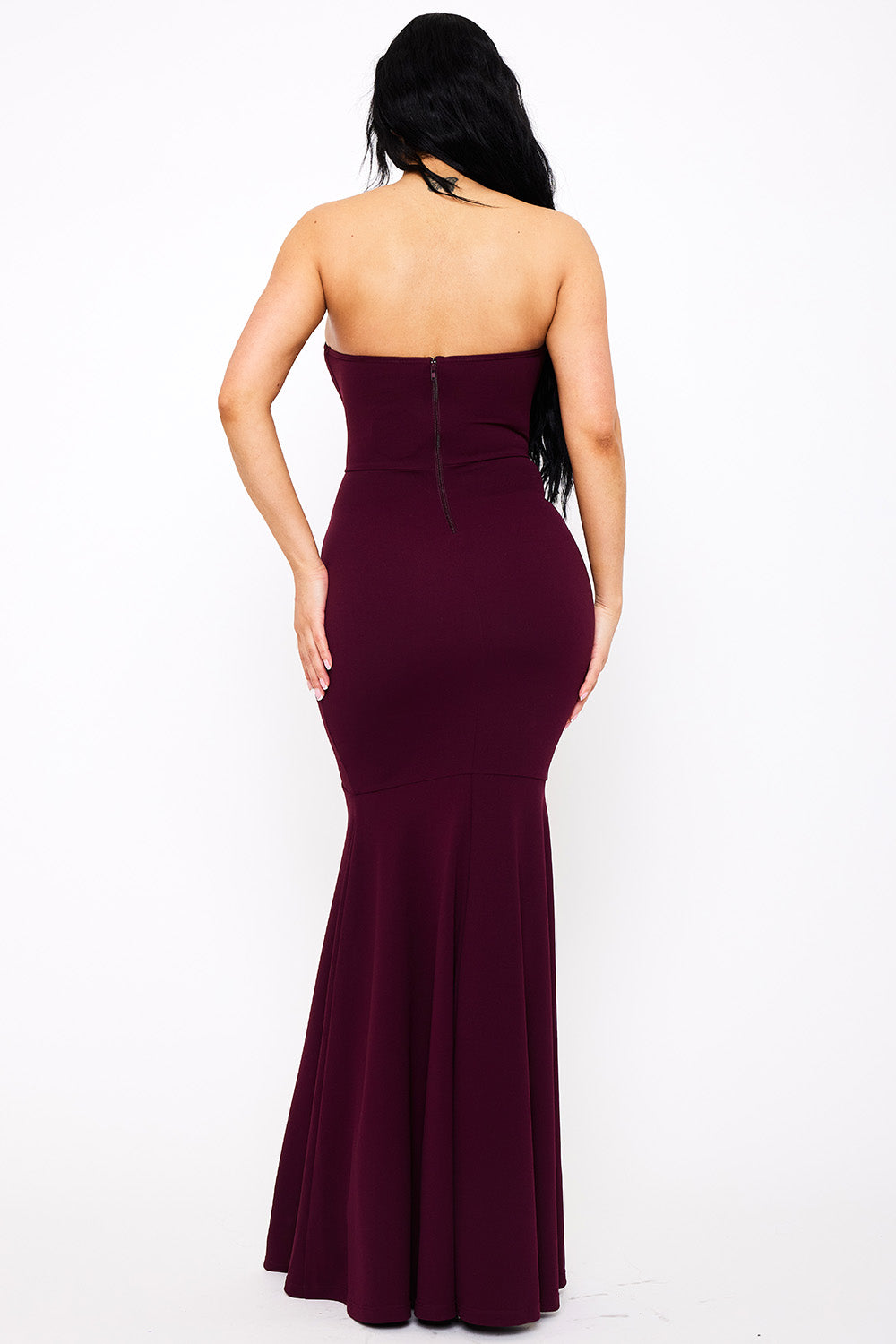 Multi Shape Rhinestone On Bust Mermaid Maxi Dress