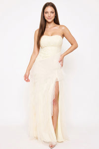 Sequin On Lace With Layers Of Mesh Maxi Dress