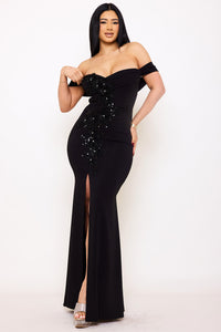 Symphony Dress - Flower Shaped Sequin Maxi Dress | Zezebe