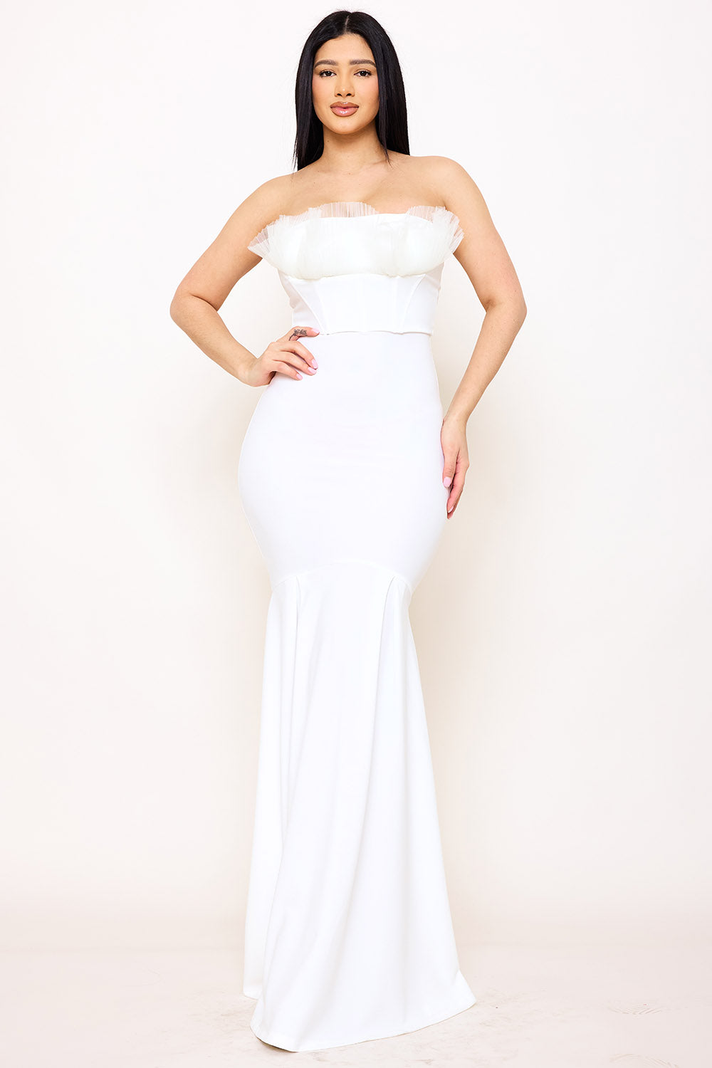 Symphony Dress - Ruffle Top Mermaid Maxi Dress | Zezebe