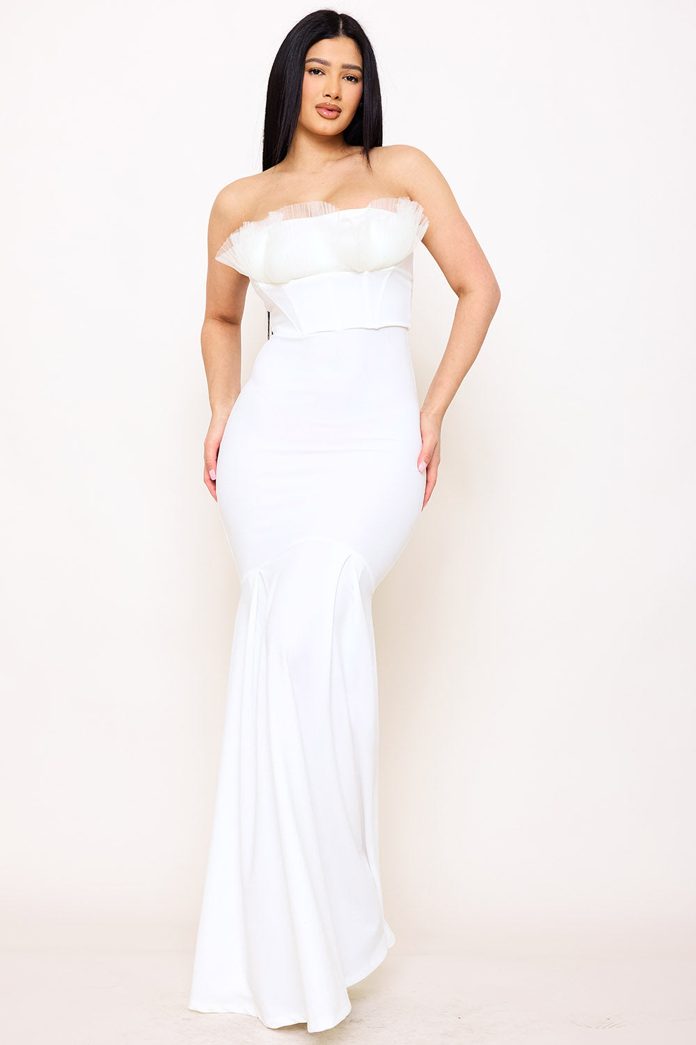 Symphony Dress - Ruffle Top Mermaid Maxi Dress | Zezebe