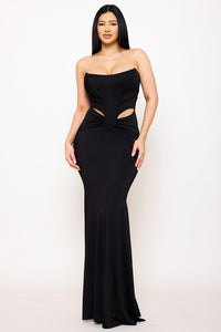 Symphony Dress - Satin Bustier Top Maxi Dress | Zezebe