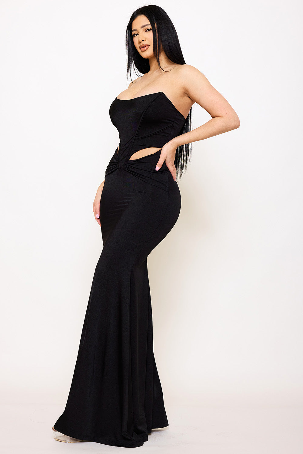 Symphony Dress - Satin Bustier Top Maxi Dress | Zezebe