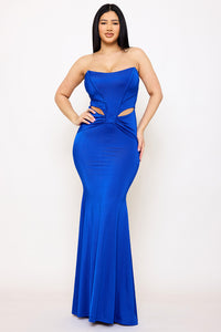 Symphony Dress - Satin Bustier Top Maxi Dress | Zezebe