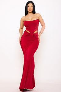 Symphony Dress - Satin Bustier Top Maxi Dress | Zezebe