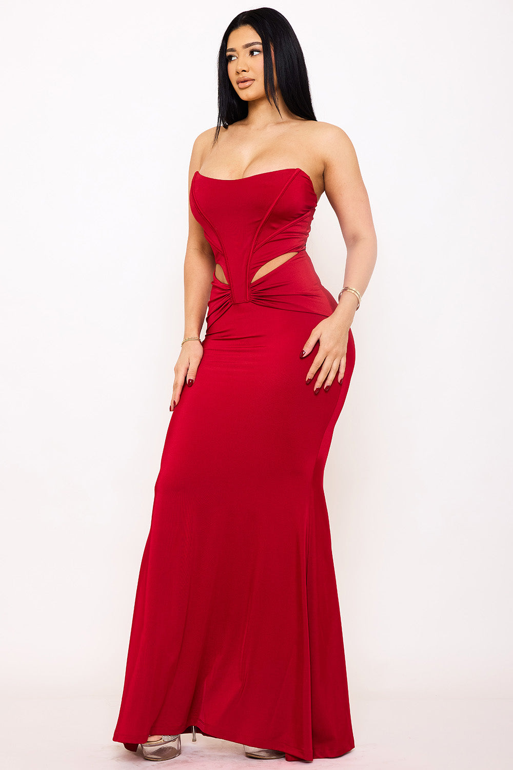 Symphony Dress - Satin Bustier Top Maxi Dress | Zezebe