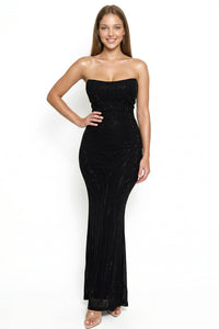 Patterned Rhinestone Maxi Dress