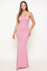 Patterned Rhinestone Maxi Dress