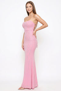 Patterned Rhinestone Maxi Dress