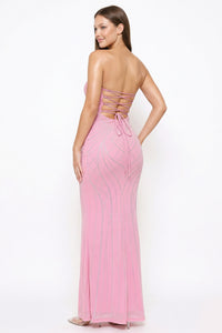 Patterned Rhinestone Maxi Dress