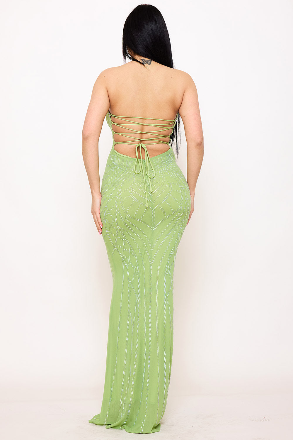 Symphony Dress - Patterned Rhinestone Maxi Dress | Zezebe