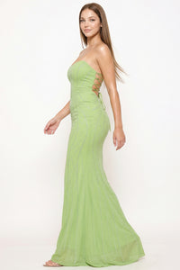 Patterned Rhinestone Maxi Dress