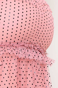 Polka Dot Mesh Mermaid Maxi Dress