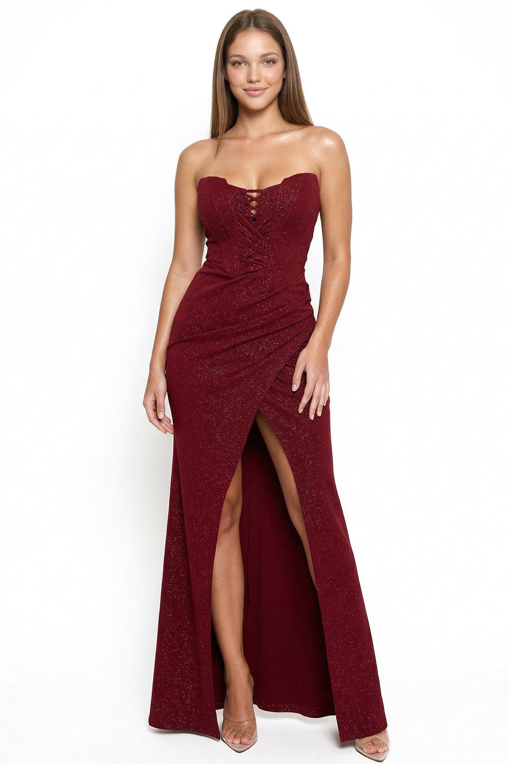 Glittered Bustier Top Maxi Dress
