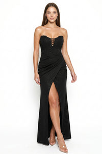 Glittered Bustier Top Maxi Dress