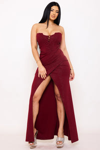 Symphony Dress - Glittered Bustier Top Maxi Dress | Zezebe