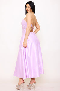 Symphony Dress - Lace And Dull Satin Paneled Maxi Dress | Zezebe