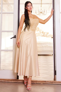 Symphony Dress - Lace And Dull Satin Paneled Maxi Dress | Zezebe