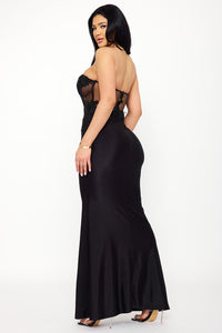 Symphony Dress - Glitter Shakira Rib Lace Detailed Maxi Dress | Zezebe