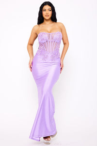 Symphony Dress - Glitter Shakira Rib Lace Detailed Maxi Dress | Zezebe