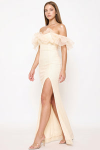Layered Ruffle Top With Sequin Maxi Dress