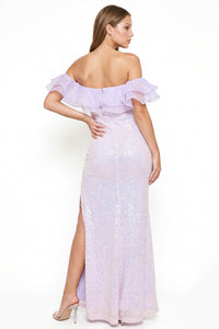 Layered Ruffle Top With Sequin Maxi Dress