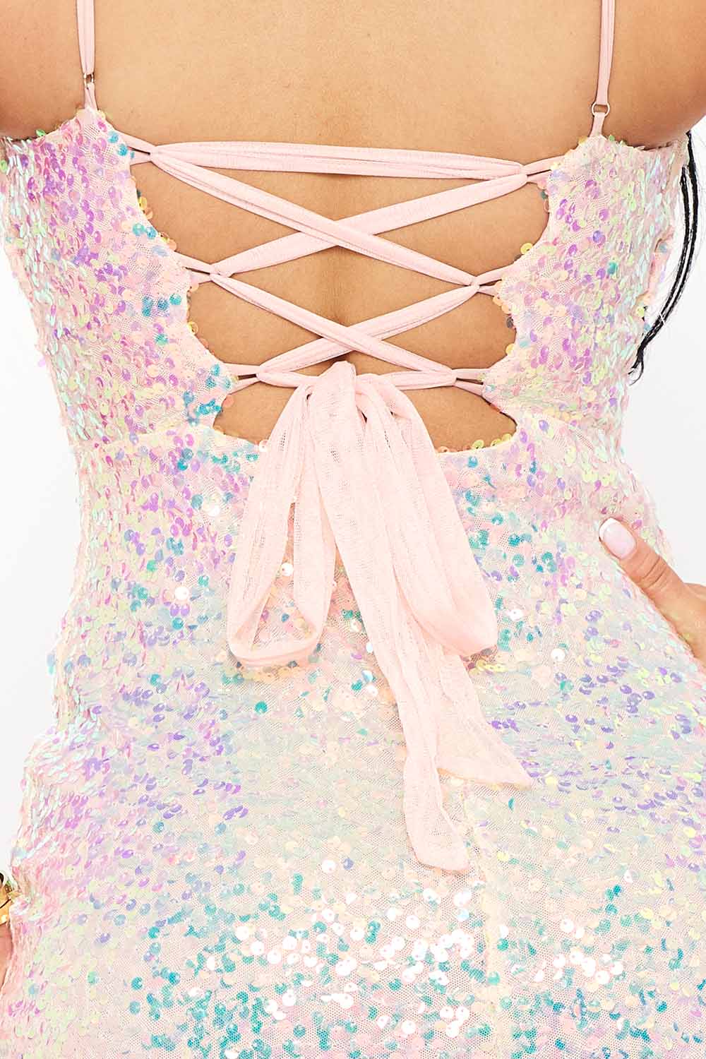 Sequin With Mesh Mermaid Silhouette Maxi Dress