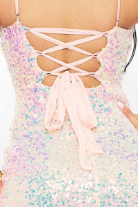 Sequin With Mesh Mermaid Silhouette Maxi Dress