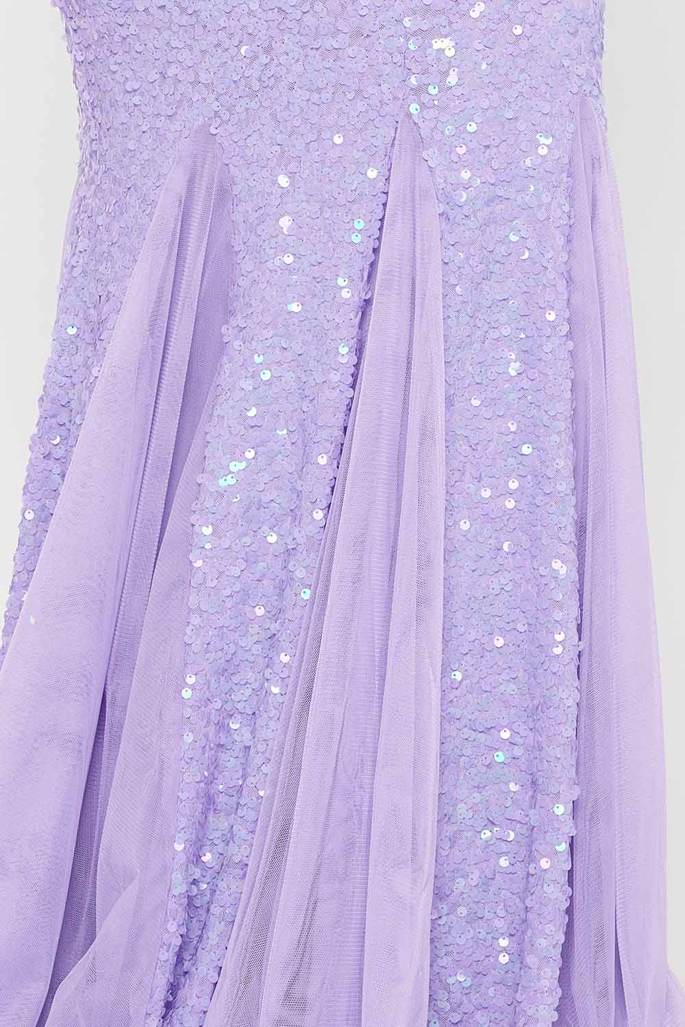 Sequin With Mesh Mermaid Silhouette Maxi Dress