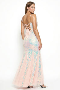 Sequin With Mesh Mermaid Silhouette Maxi Dress