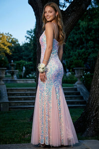 Sequin With Mesh Mermaid Silhouette Maxi Dress