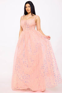 Symphony Dress - Sequins On Mesh Ball Gown Maxi Dress | Zezebe