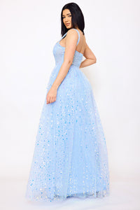 Symphony Dress - Sequins On Mesh Ball Gown Maxi Dress | Zezebe