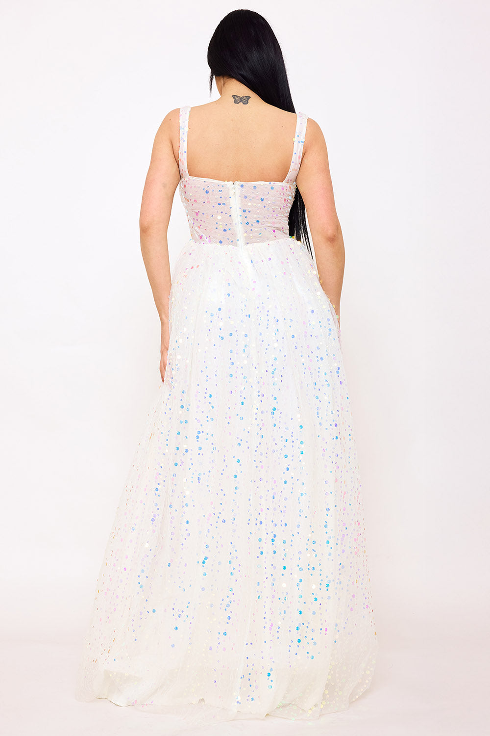Symphony Dress - Sequins On Mesh Ball Gown Maxi Dress | Zezebe