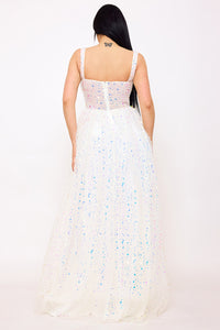 Symphony Dress - Sequins On Mesh Ball Gown Maxi Dress | Zezebe