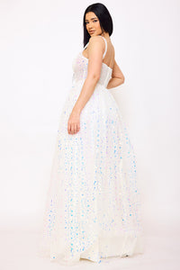 Symphony Dress - Sequins On Mesh Ball Gown Maxi Dress | Zezebe