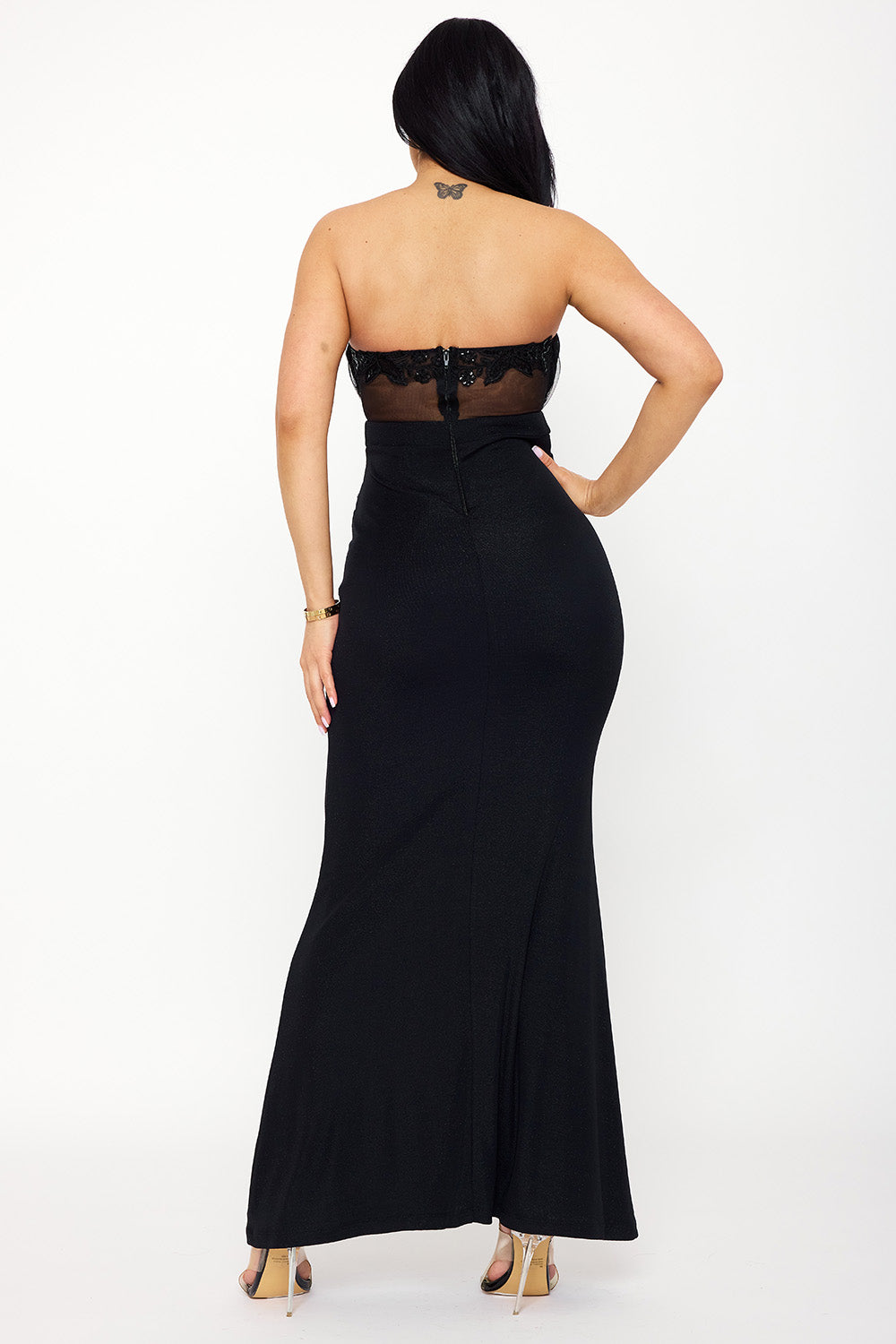 Floral Embroidered Applique Top Maxi Dress