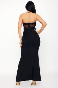 Floral Embroidered Applique Top Maxi Dress