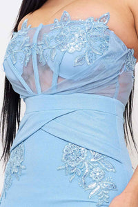 Floral Embroidered Applique Top Maxi Dress