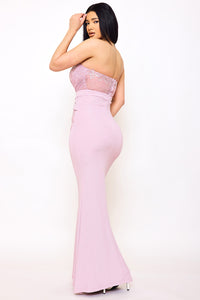 Floral Embroidered Applique Top Maxi Dress